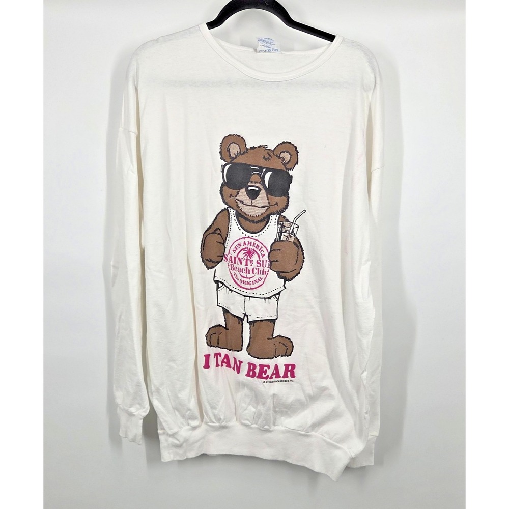 Vintage 90s Teddy-Bear Sweatshirt Womens Large 20x23 Gray